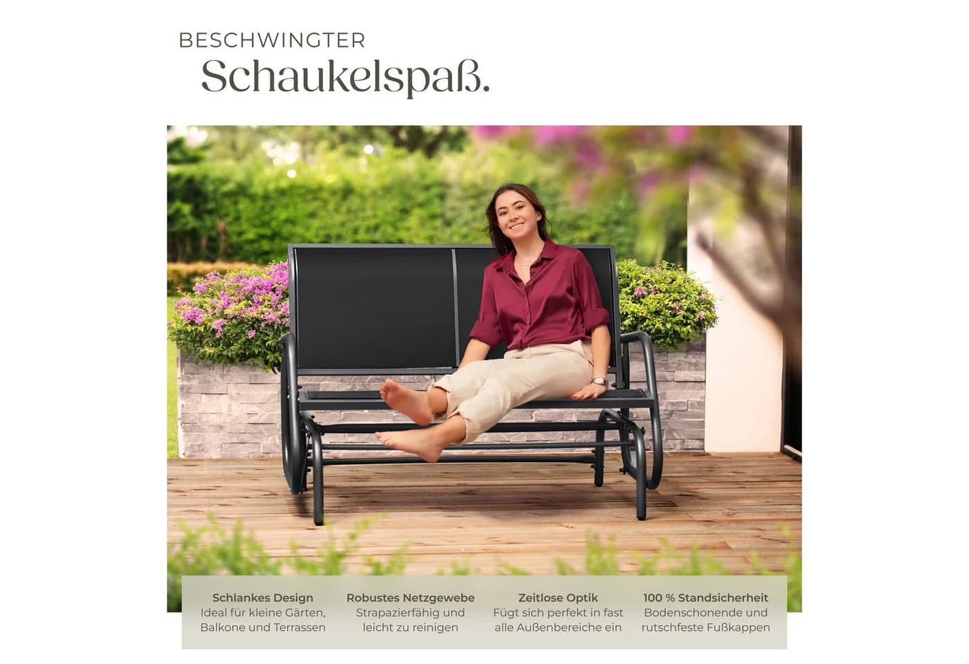 tectake Gartenbank Schaukelbank 2-Sitzer Greta - Bild 4