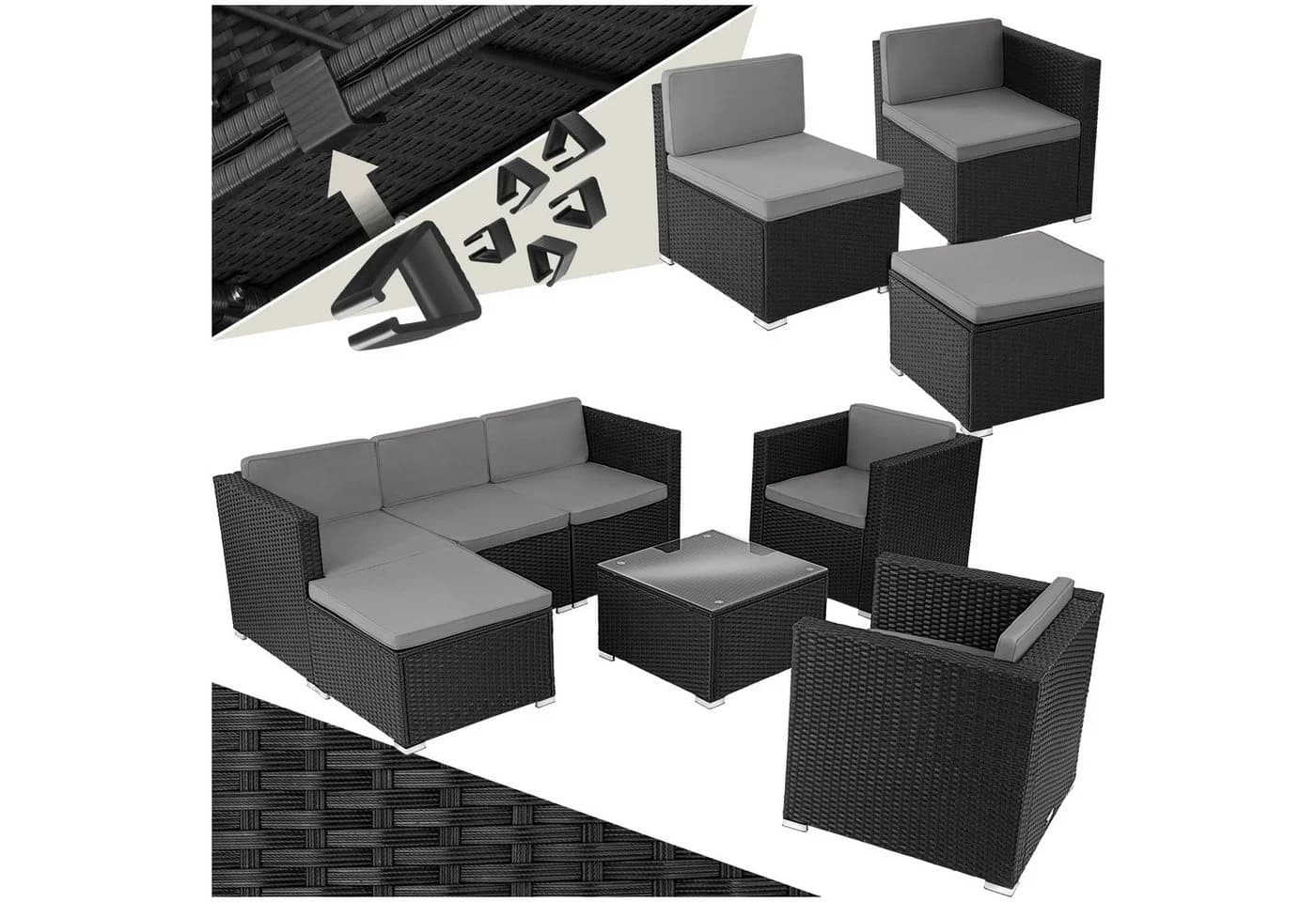 tectake Rattan Lounge für 5 bis 6 Personen UV-beständig variabel aufstellbar - Bild 3