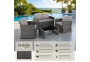 tectake Loungeset Rattan 5-tlg. Grau UV-beständig mit Kissen Bild 2