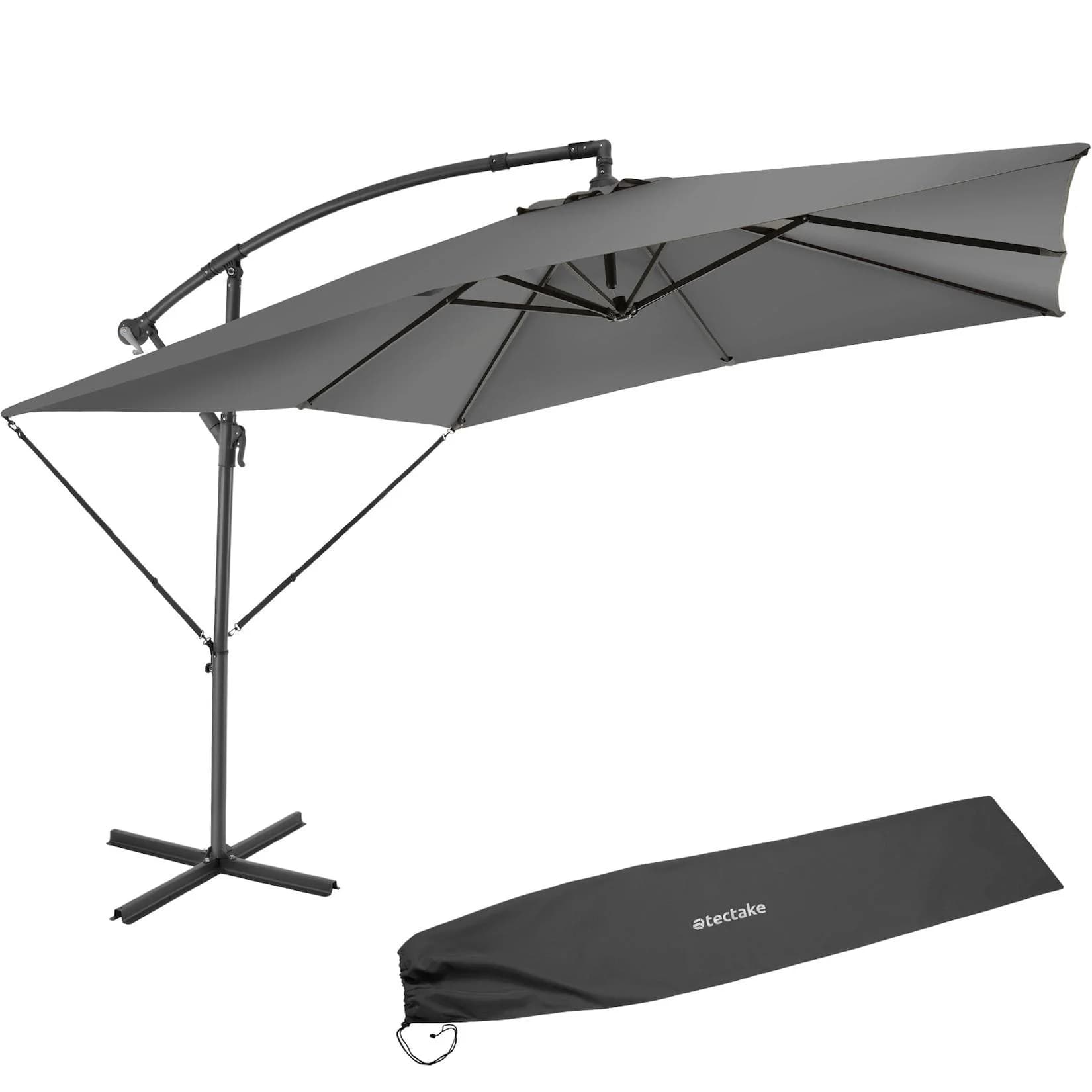 TecTake Sonnenschirm 250x250 cm mit Kurbel und Neigungswinkel