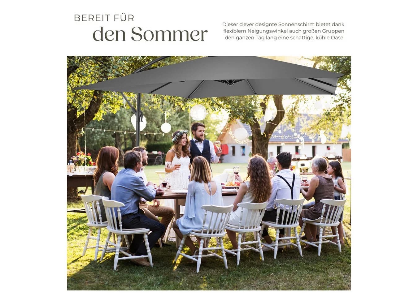TecTake Sonnenschirm 250x250 cm mit Kurbel und Neigungswinkel - Bild 4