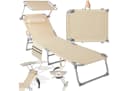 tectake Gartenliege Chloé Beige mit Sonnendach und Seitentasche Bild 2