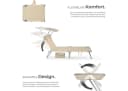 tectake Gartenliege Chloé Beige mit Sonnendach und Seitentasche Bild 3