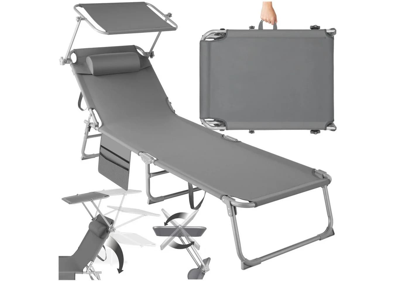 tectake Gartenliege Chloé Grau Verstellbar Klappbar - Bild 3