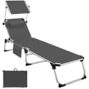 tectake Sonnenliege Aurelie Grau Aluminium mit Sonnendach Bild 1