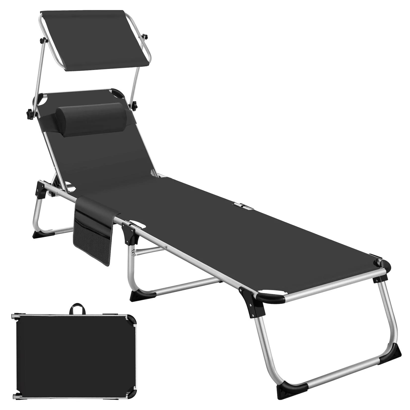 tectake Aluminium Sonnenliege Klappbar Mit Kopfkissen