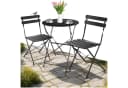 tectake Essgruppe Bistrotisch Set 3-tlg. Schwarz Pulverbeschichteter Stahl Bild 3