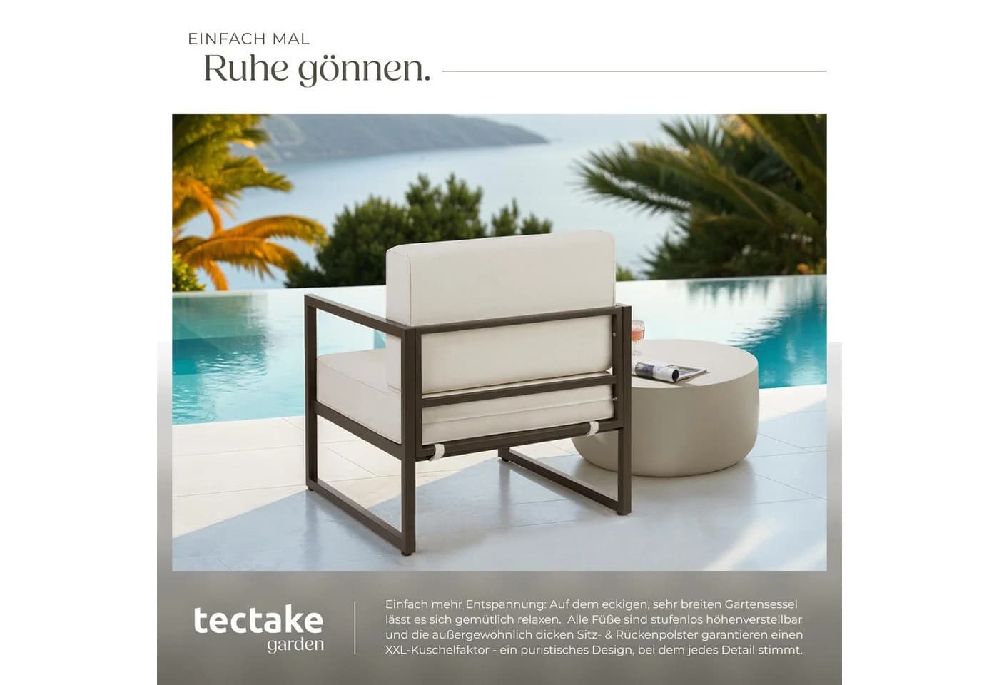 tectake Gartenstuhl Comosa Braun/Beige mit dicken Polstern - Bild 5