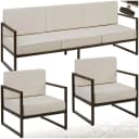 TECTAKE Garten-Loungeset 3-tlg. Beige/Braun Polyester Stahl Bild 1