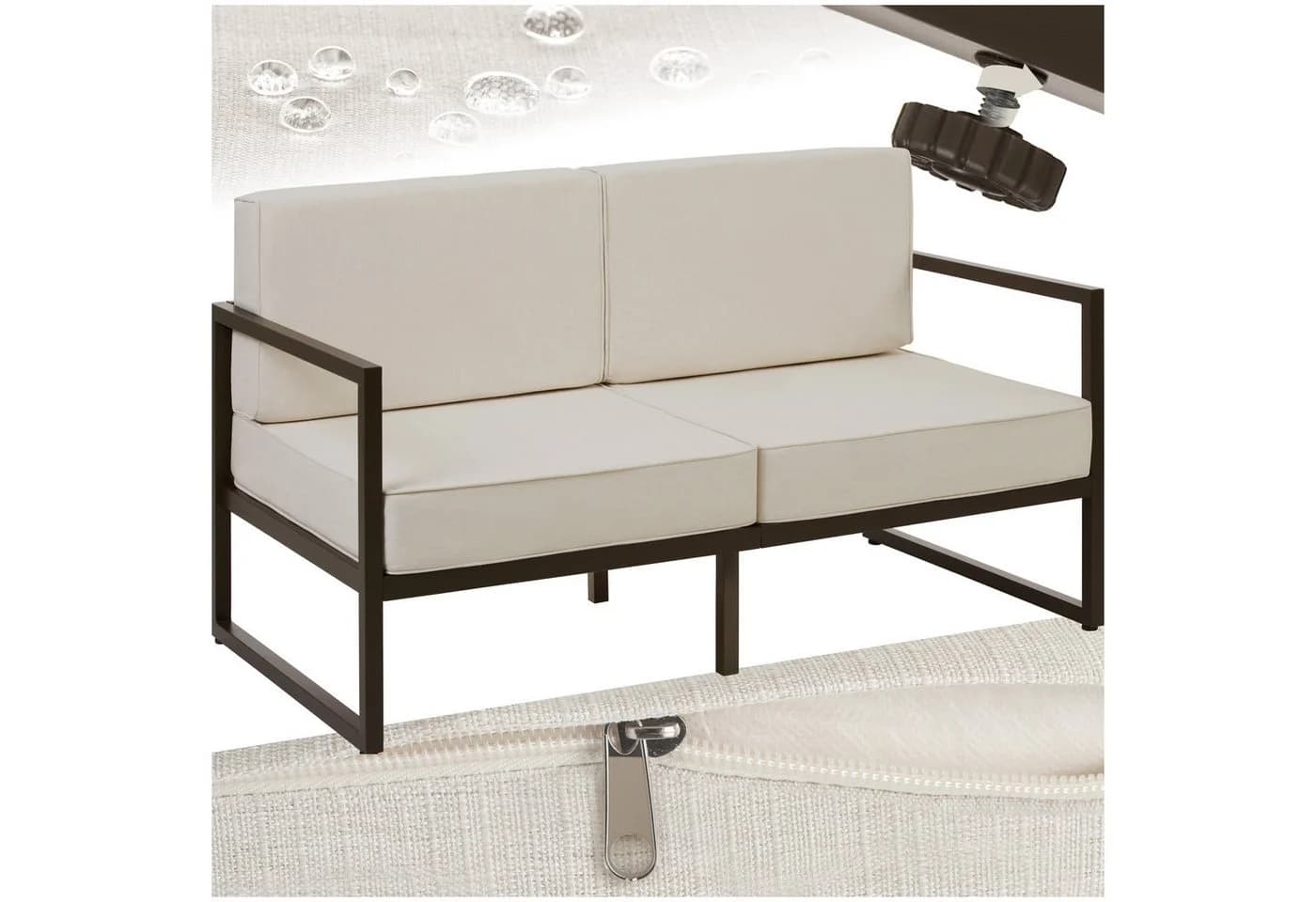 tectake Garten-Loungesofa 2-Sitzer Pulverbeschichtetes Stahlgestell - Bild 3