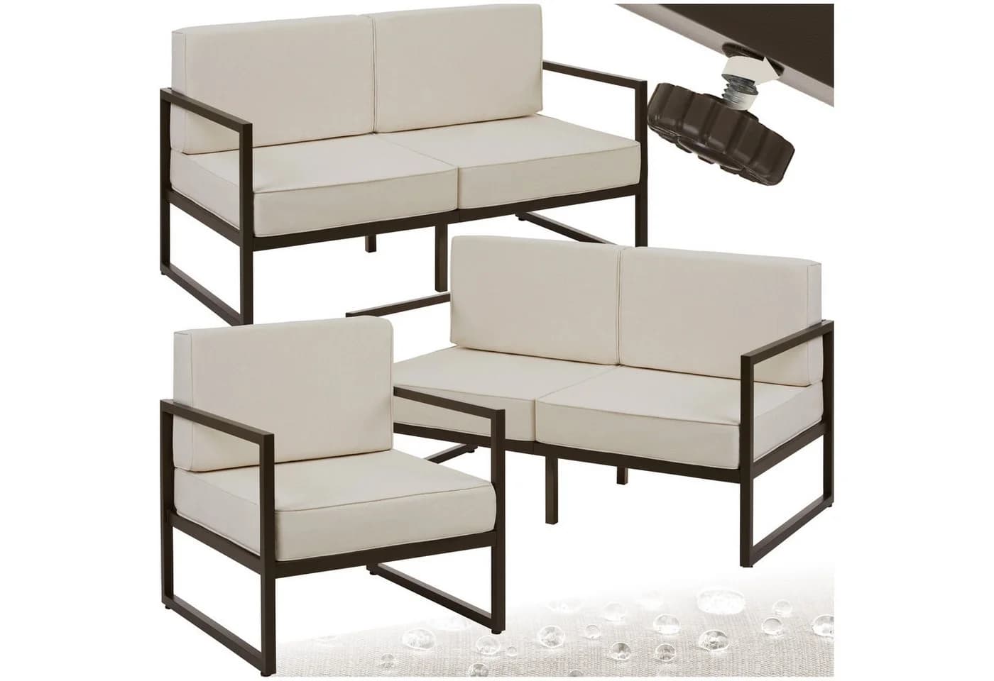 tectake® Garten-Loungeset 5-tlg. mit 14 cm Polstern - Bild 3