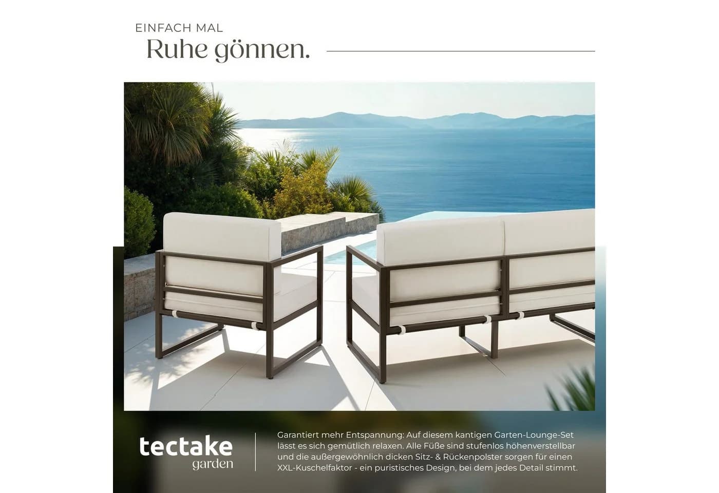 tectake® Garten-Loungeset 5-tlg. mit 14 cm Polstern - Bild 5