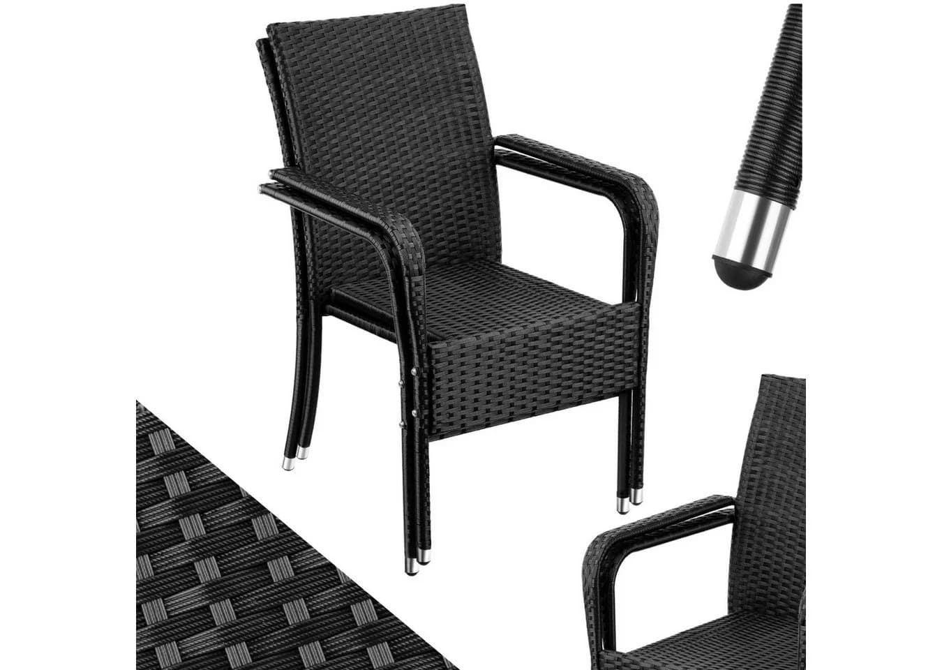tectake Rattanstuhl Girona Set 2 Stk. Stapelbar Gartenstuhl - Bild 3