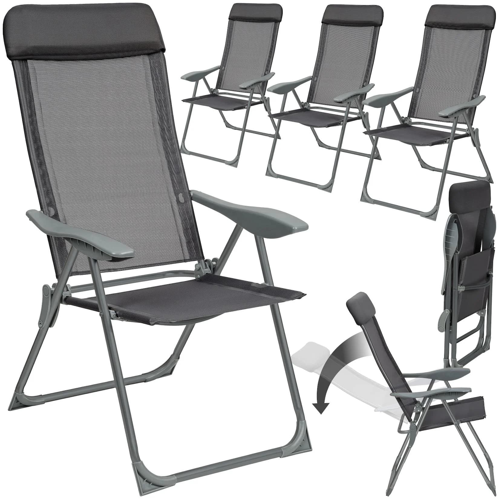 tectake 4er Set Gartenstuhl Klappbar Aluminium Textilene Anthrazit