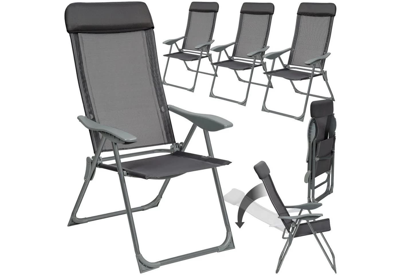 tectake 4er Set Gartenstuhl Klappbar Aluminium Textilene Anthrazit - Bild 3