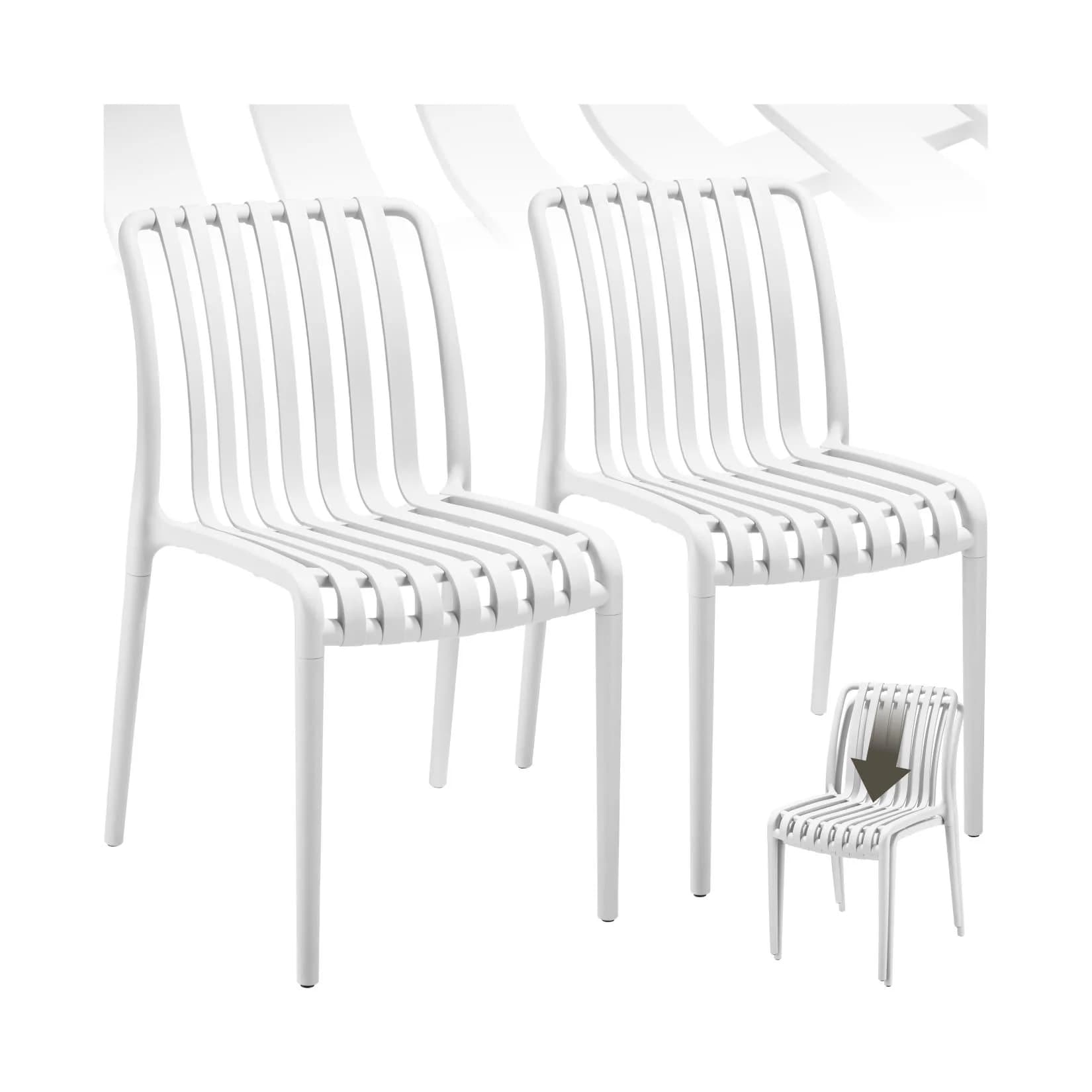 TECTAKE Gartenstuhl Alcudia 2er Set Creme Stapelbar UV-beständig