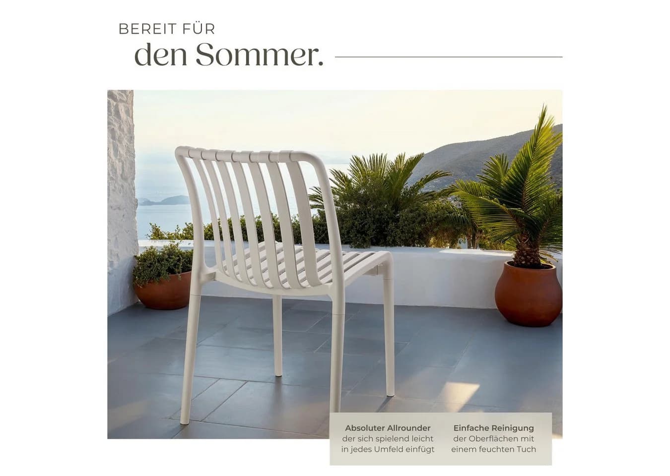 TECTAKE Gartenstuhl Alcudia Taupe Stapelbar Wetterfest - Bild 5
