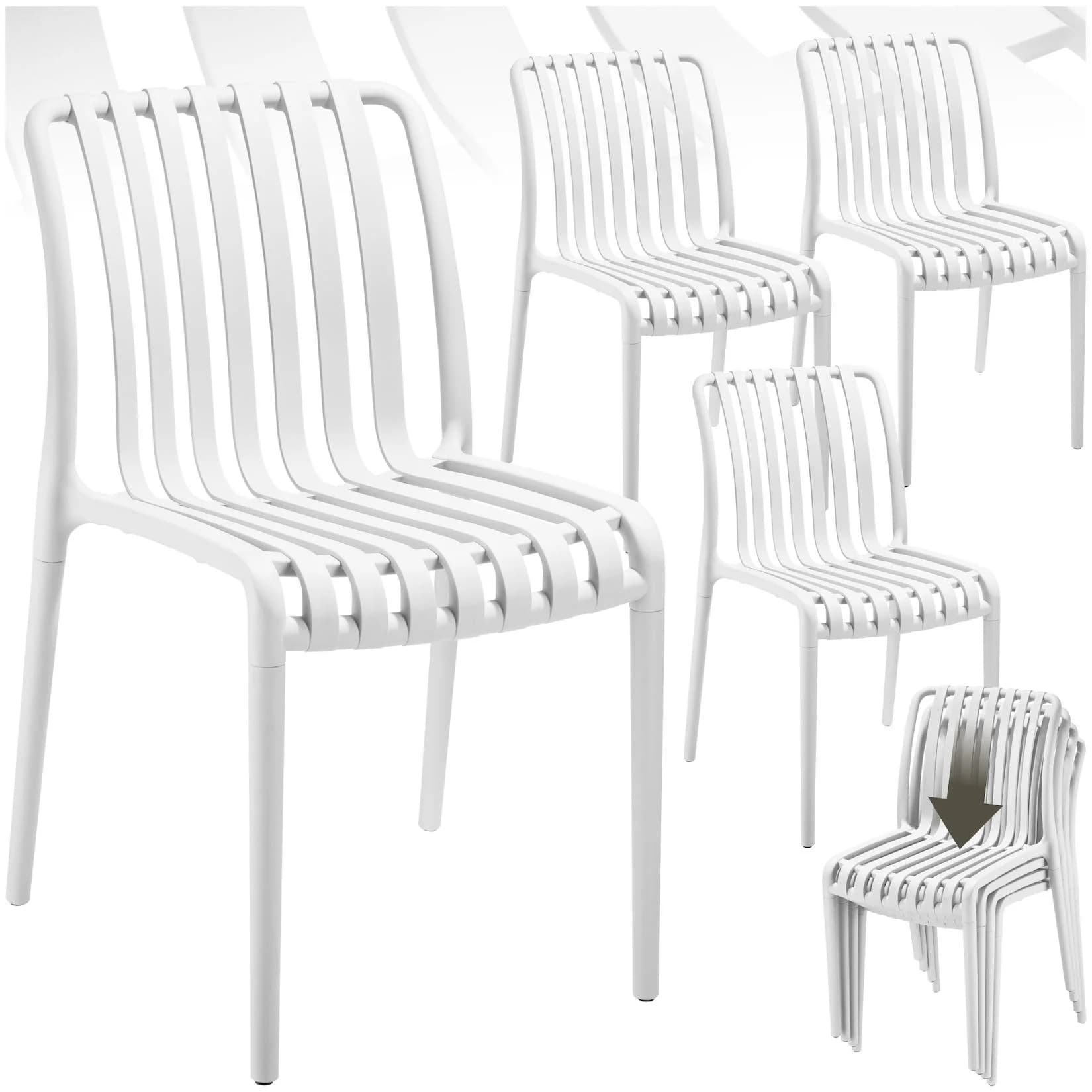 TECTAKE Gartenstuhl-Set 4-tlg. Beige Polypropylen stapelbar
