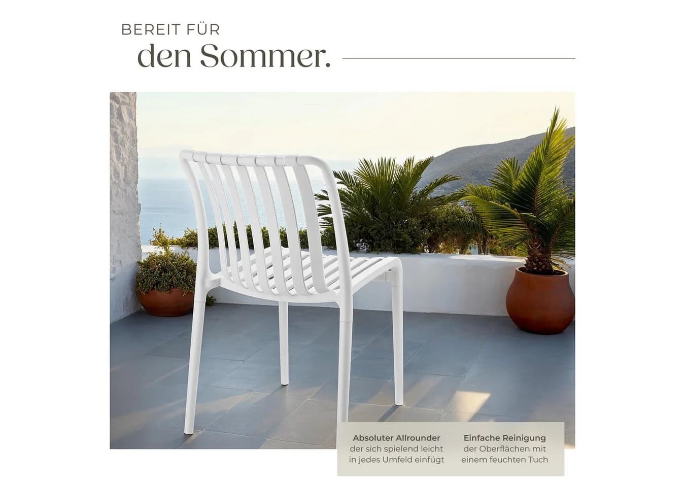 TECTAKE Gartenstuhl-Set 4-tlg. Beige Polypropylen stapelbar - Bild 5