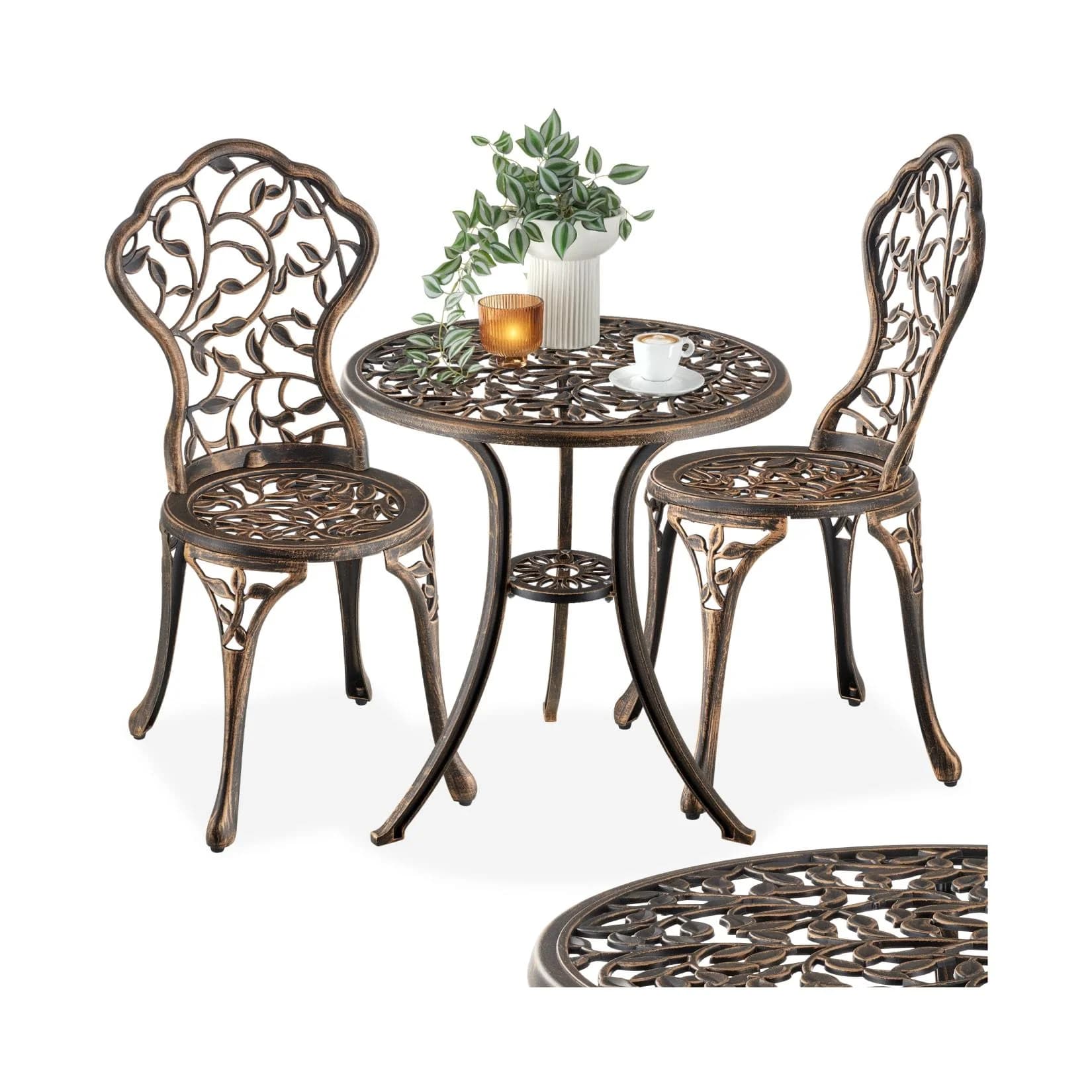 tectake Bistroset Lyon 3-tlg. Aluminium Vintage für 2 Personen