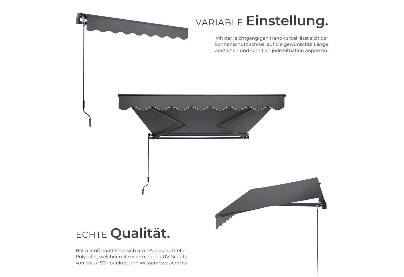 tectake Gelenkarmmarkise Ornella mit Wandhalterung - Bild 4