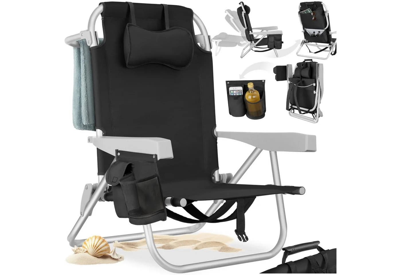 tectake Aluminium Strandstuhl klappbar mit Rucksackfunktion - Bild 3