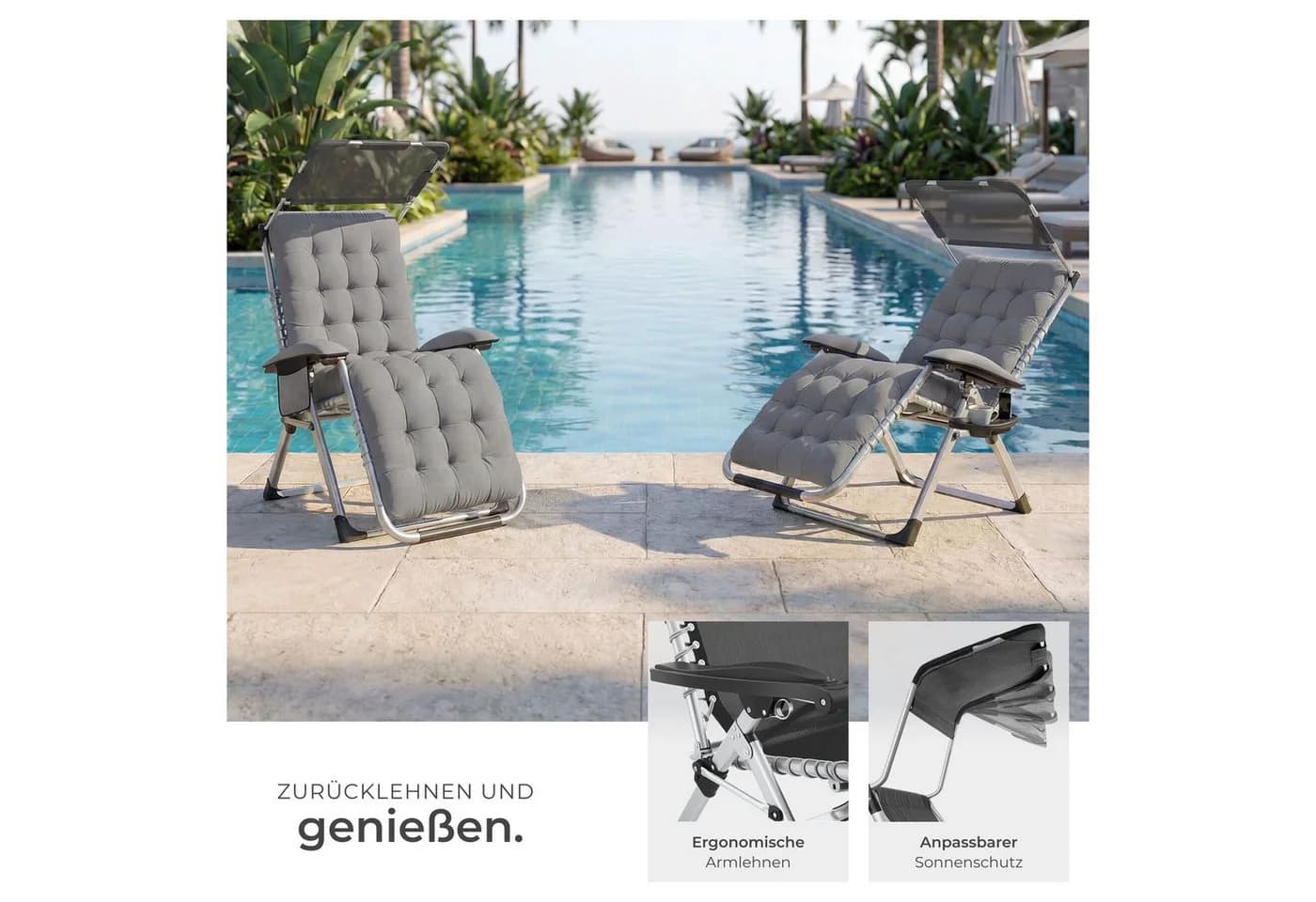 TecTake Sonnenliege Klappbar Flexible Rückenlehne - Bild 4