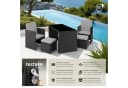 tectake Sitzgruppe Rattan 5-tlg. Schwarz/Grau mit Kissen Bild 1