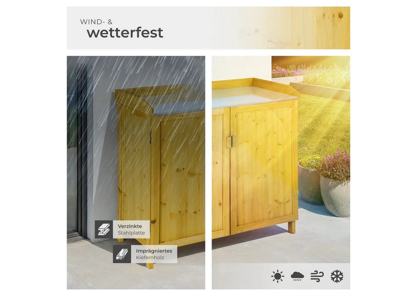 tectake Pflanztisch Vita mit Unterschrank und Arbeitsplatte - Bild 5