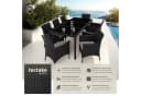tectake Sitzgruppe 9-tlg. Schwarz/Grau Polyrattan mit Kissen Bild 1