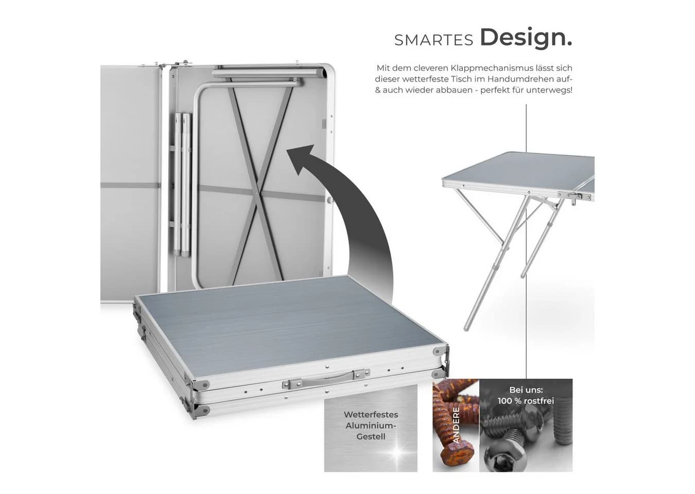 TECTAKE XXL Campingtisch Aluminium mit Klappfunktion und Tragegriff - Bild 3