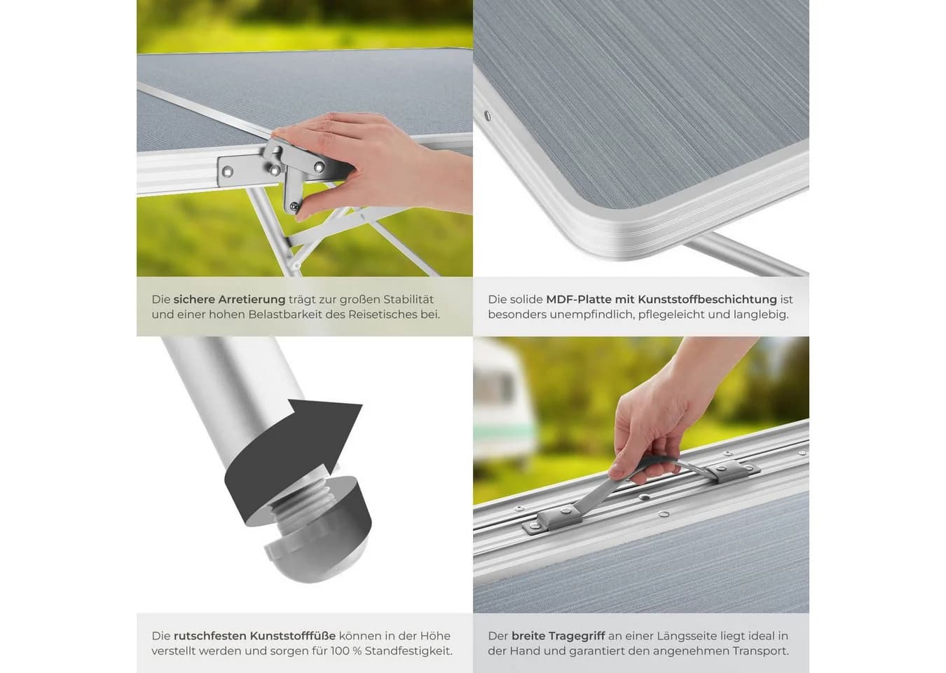TECTAKE XXL Campingtisch Aluminium mit Klappfunktion und Tragegriff - Bild 4