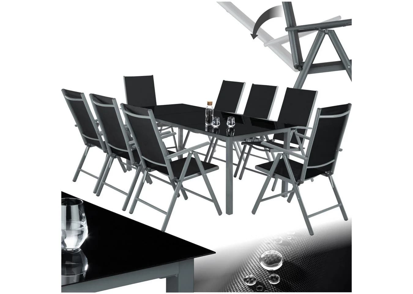 tectake Essgruppe Sitzgruppe 9-tlg. Klappbare Stühle - Bild 2