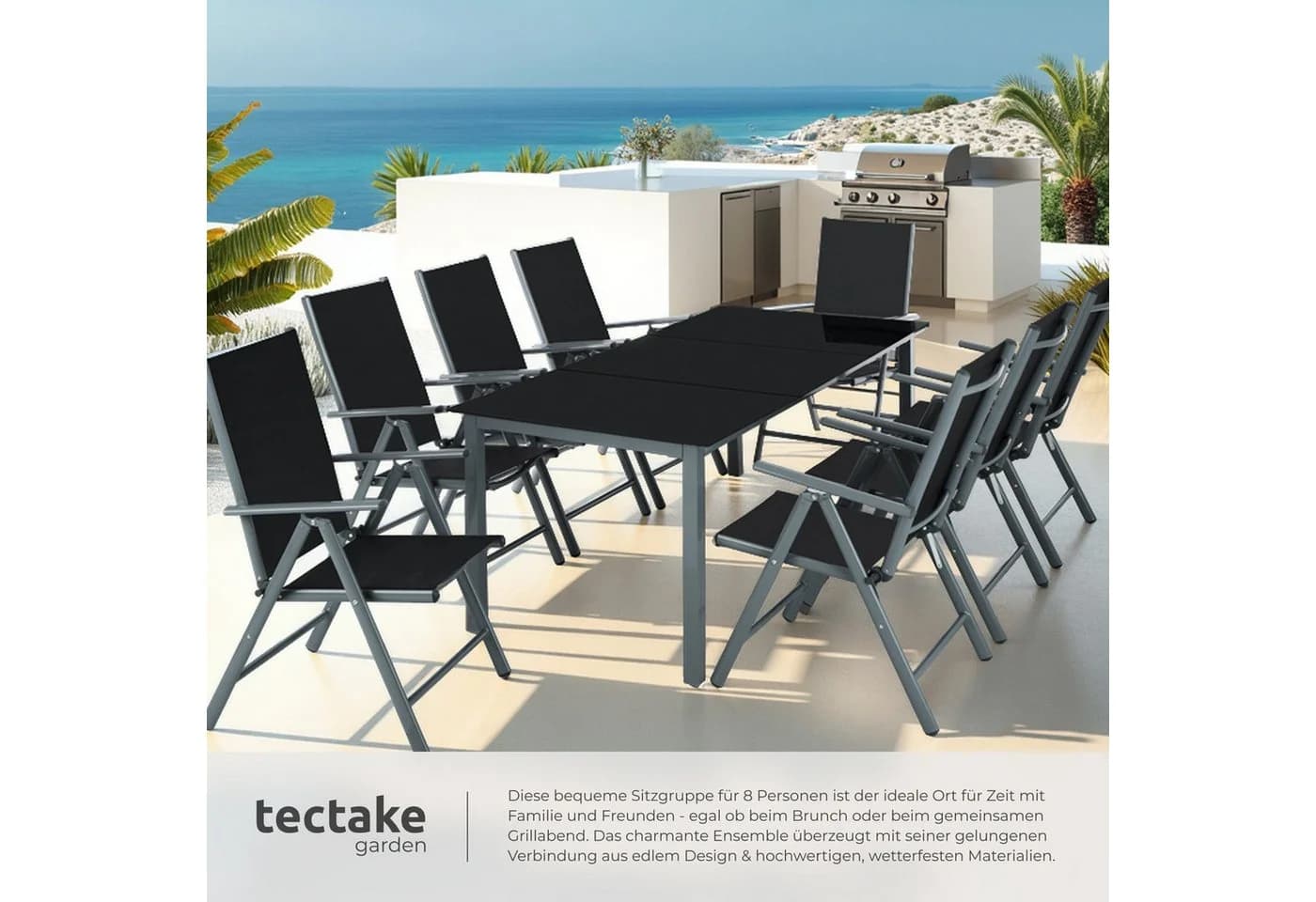 tectake Essgruppe Sitzgruppe 9-tlg. Klappbare Stühle - Bild 4