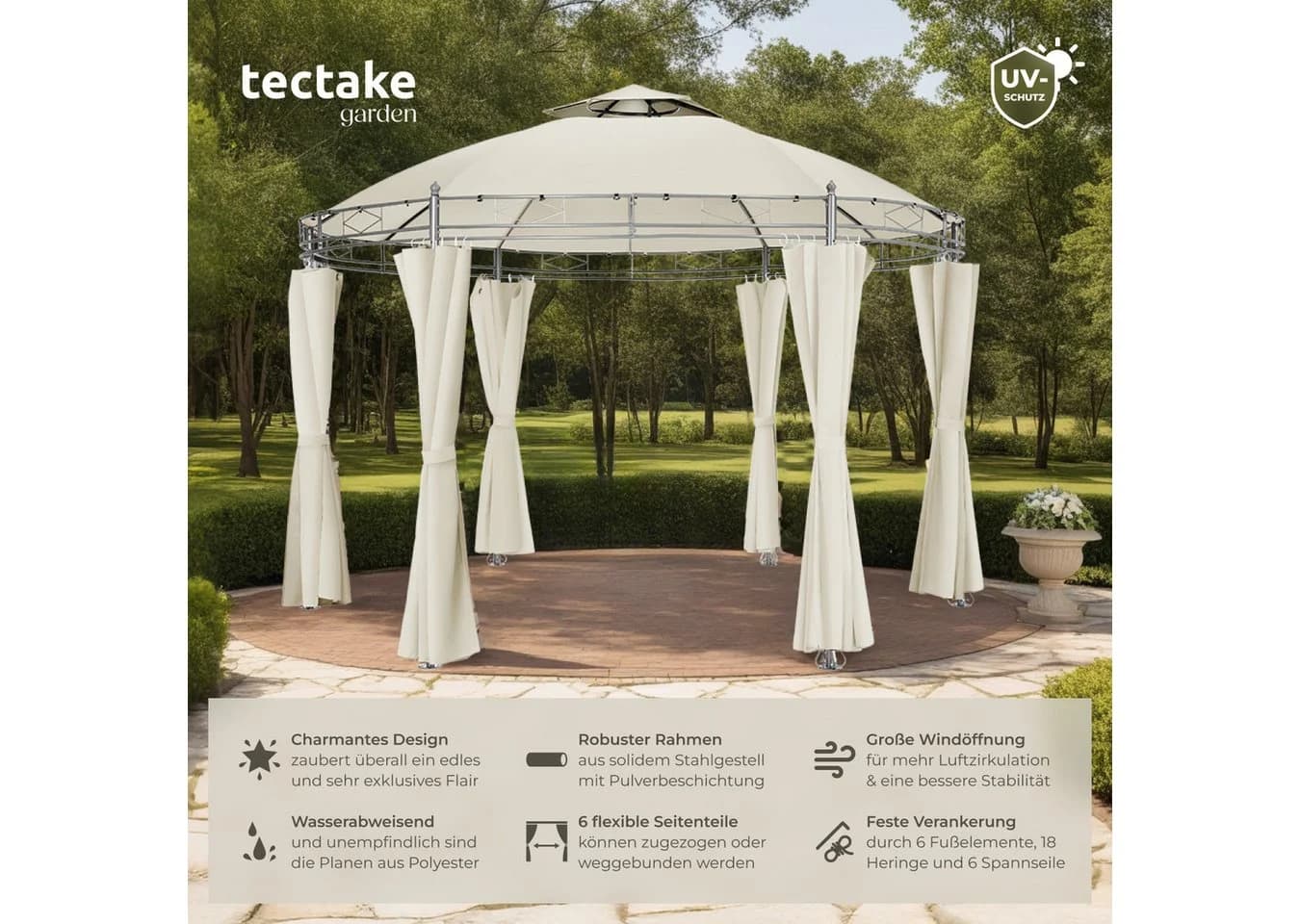 tectake Pavillon Gartenpavillon 6 Seitenteile