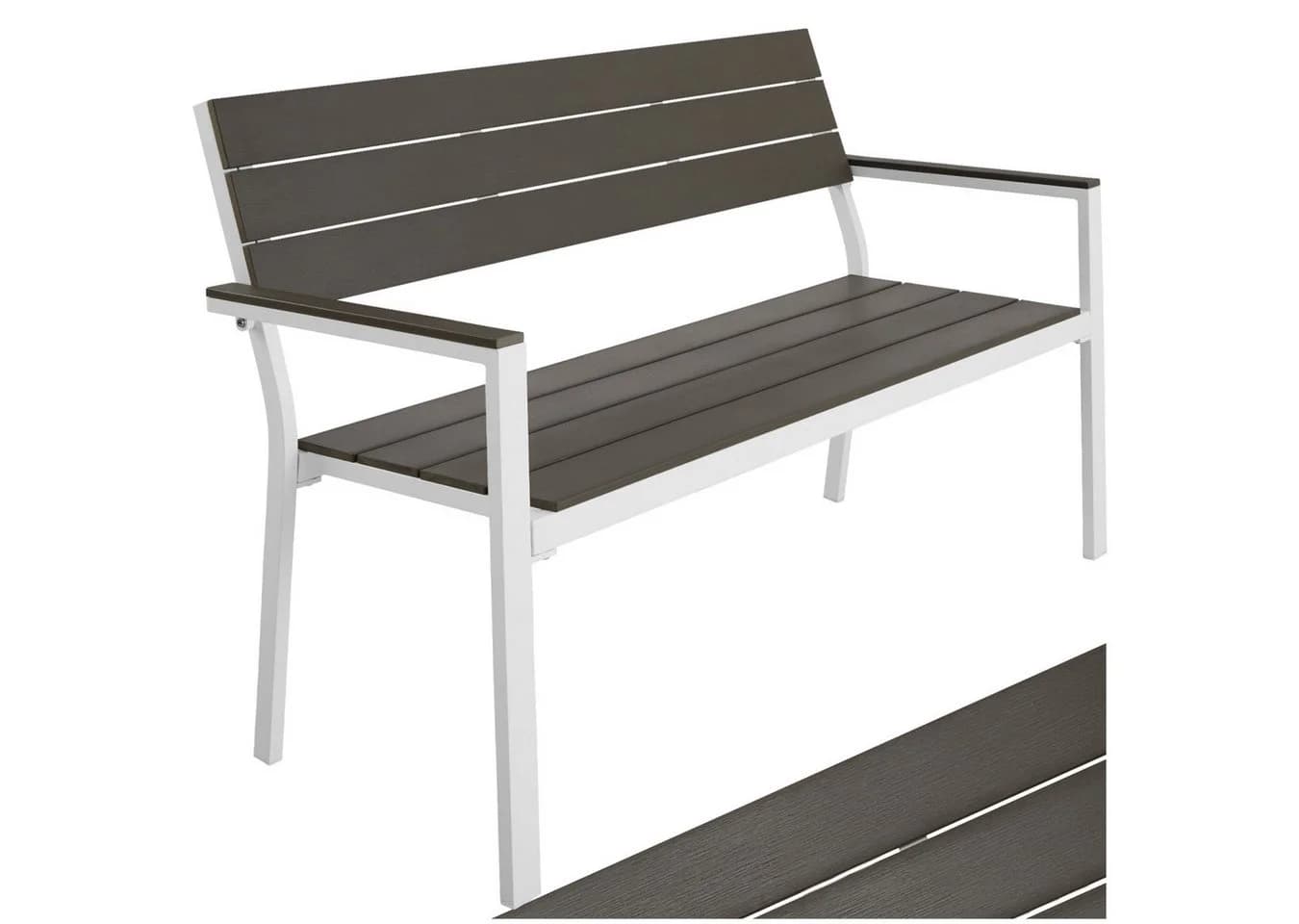 TECTAKE Gartenbank Line 2-Sitzer Grau/Weiß Aluminiumrahmen - Bild 2