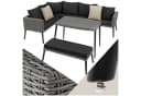 TECTAKE Loungeset Pula 3-tlg. Grau Aluminium Rattan mit Glasplatte Bild 2
