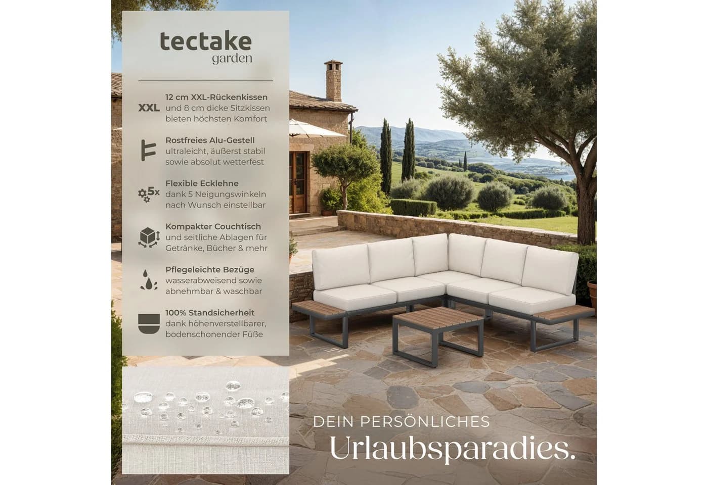 TECTAKE Gartenlounge-Set Aluminium 5-tlg. Eliar