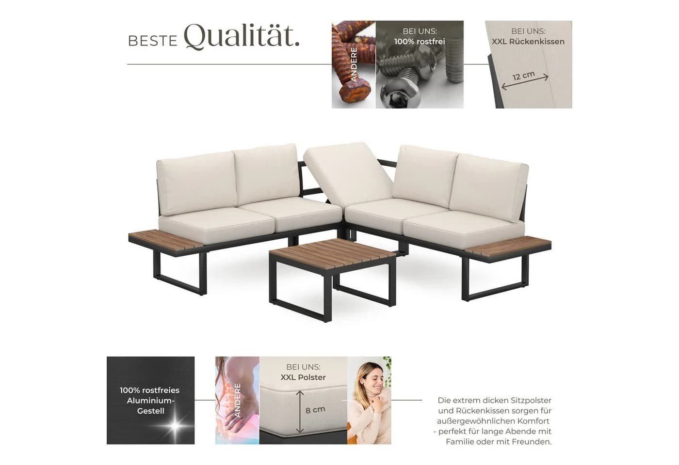 TECTAKE Gartenlounge-Set Aluminium 5-tlg. Eliar - Bild 3