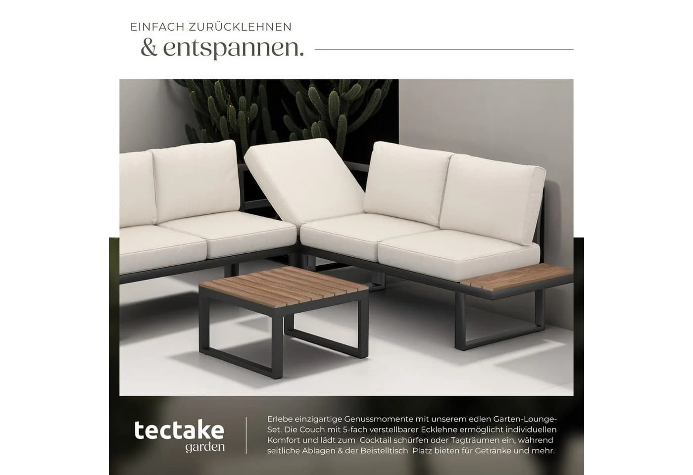 TECTAKE Gartenlounge-Set Aluminium 5-tlg. Eliar - Bild 4