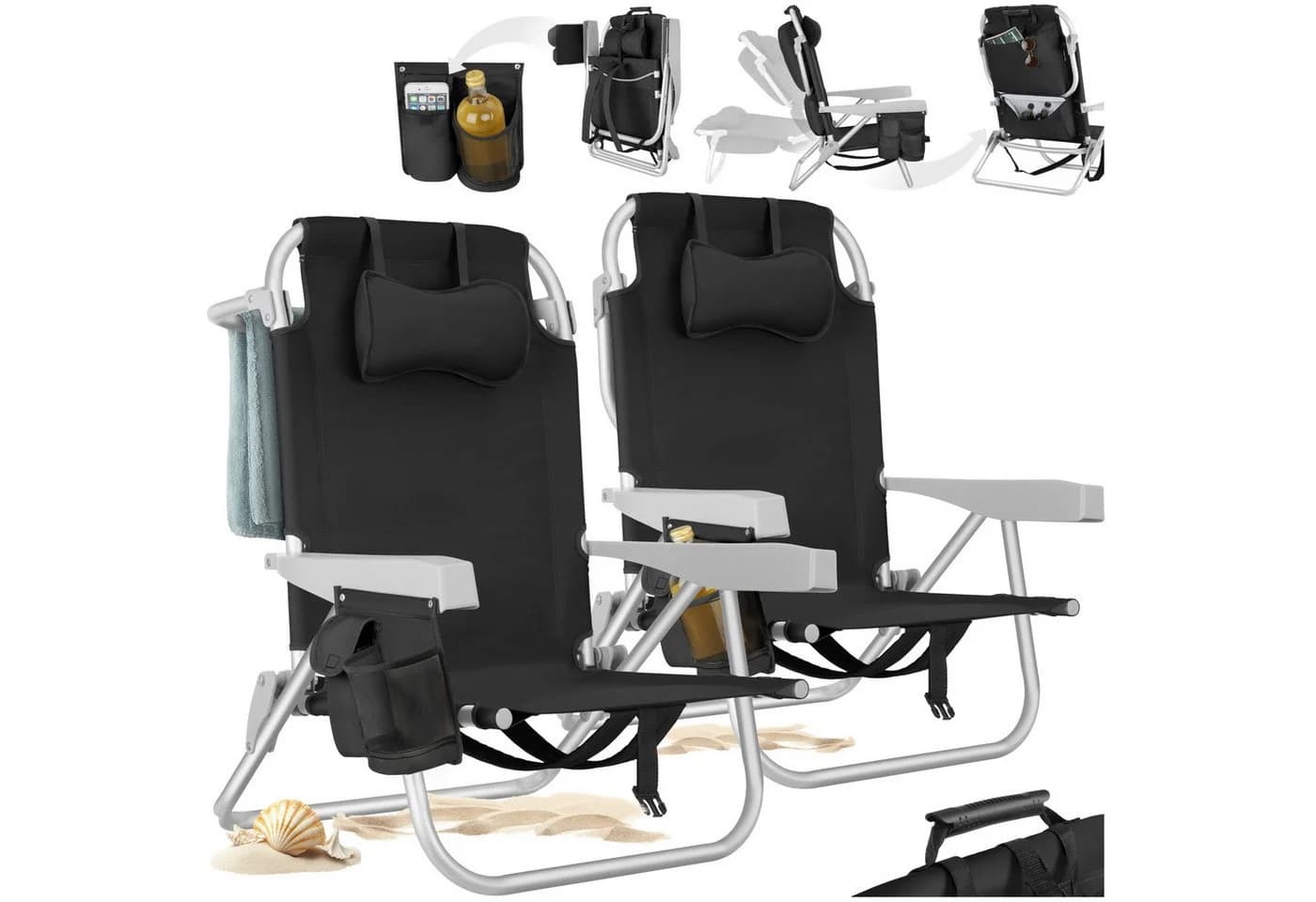 TecTake Aluminium Strandstuhl klappbar mit Rucksackfunktion - Bild 3