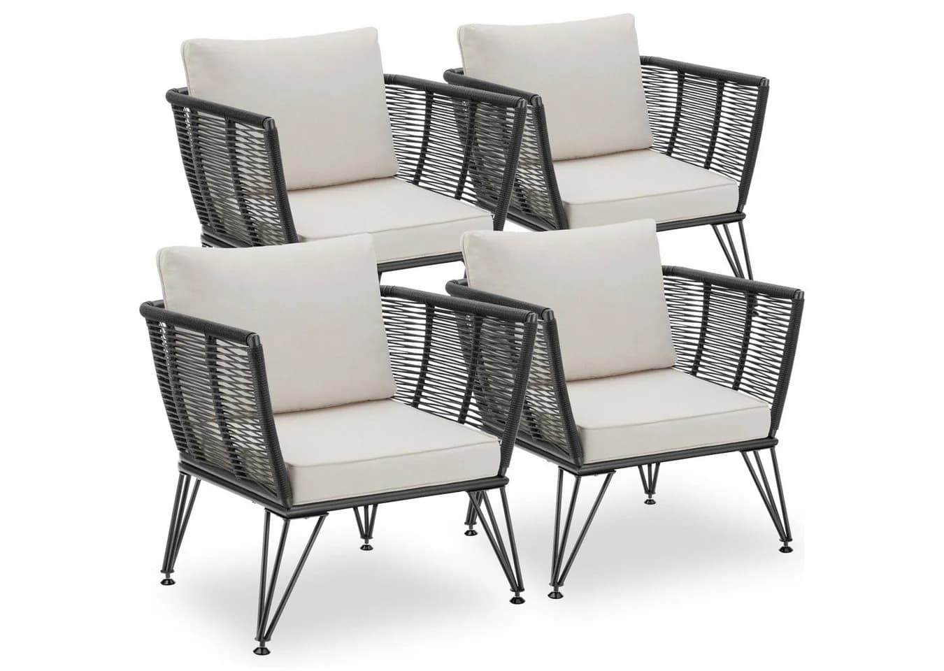 TECTAKE Garten-Loungesessel Sundo 4-tlg. Rope-Design Grau - Bild 3