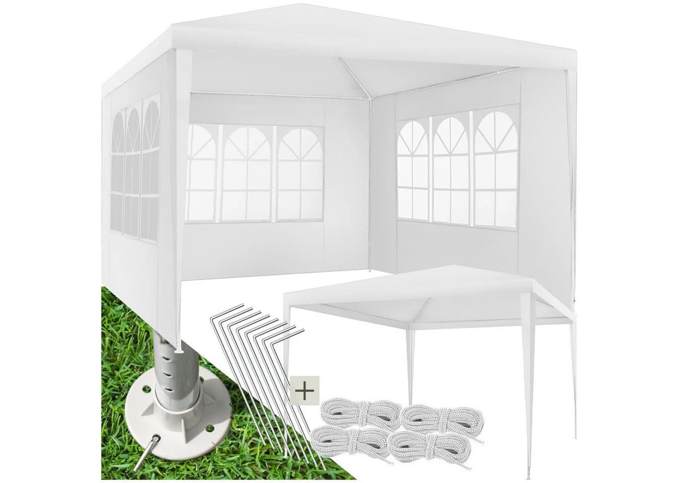 tectake Pavillon Partyzelt Barinas 3x3m Wasserdicht mit Seitenteilen - Bild 2