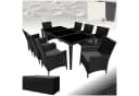tectake Gartenlounge Set 9-tlg. Schwarz Aluminium Polyrattan mit Glas Bild 2