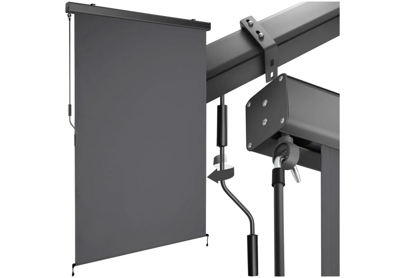 tectake Senkrechtmarkise Eloise mit Kurbel und Wandhaltern Grau - Bild 2