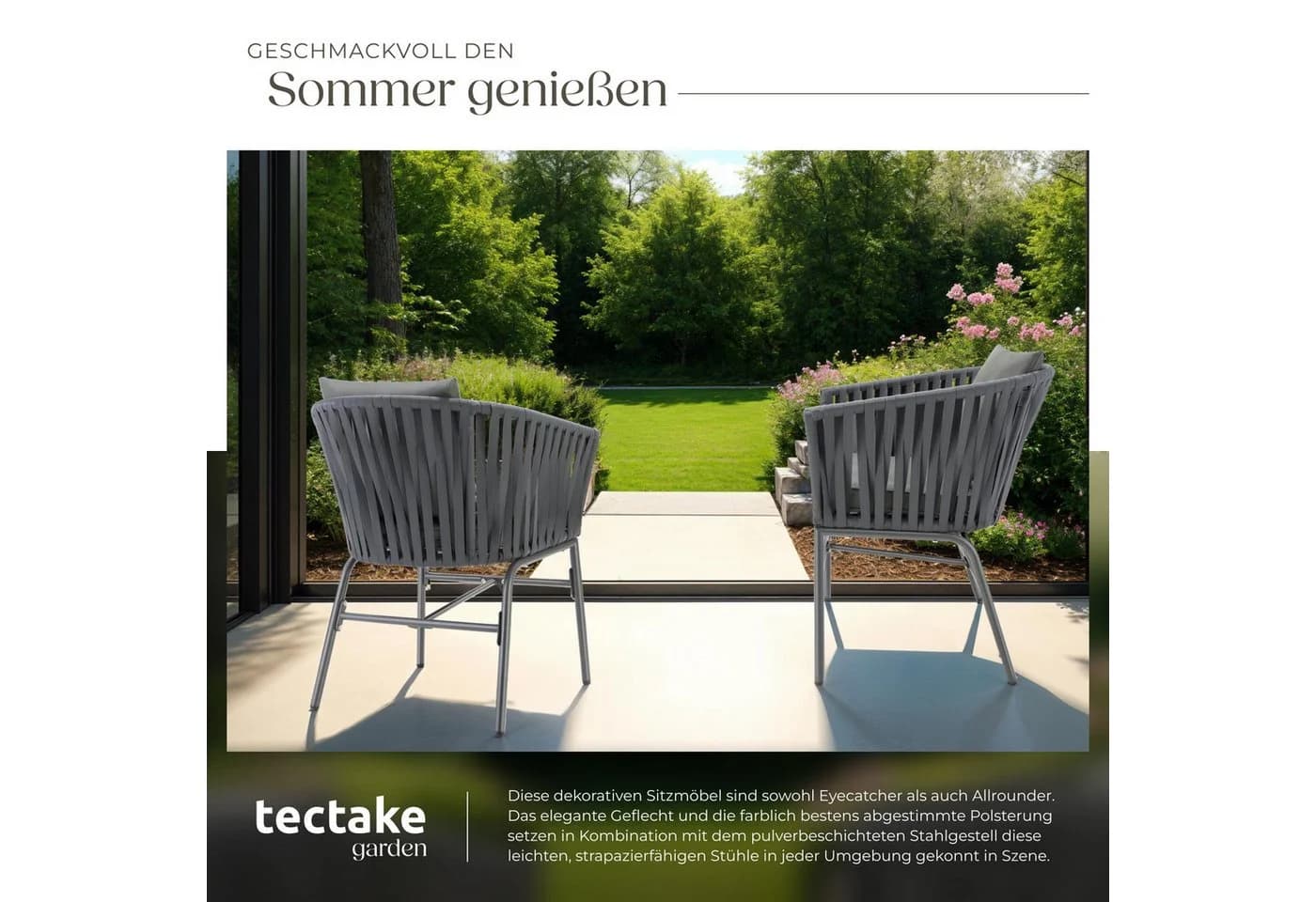 tectake Gartenstuhl Stuhlset 6 St. Pulverbeschichteter Stahl - Bild 4