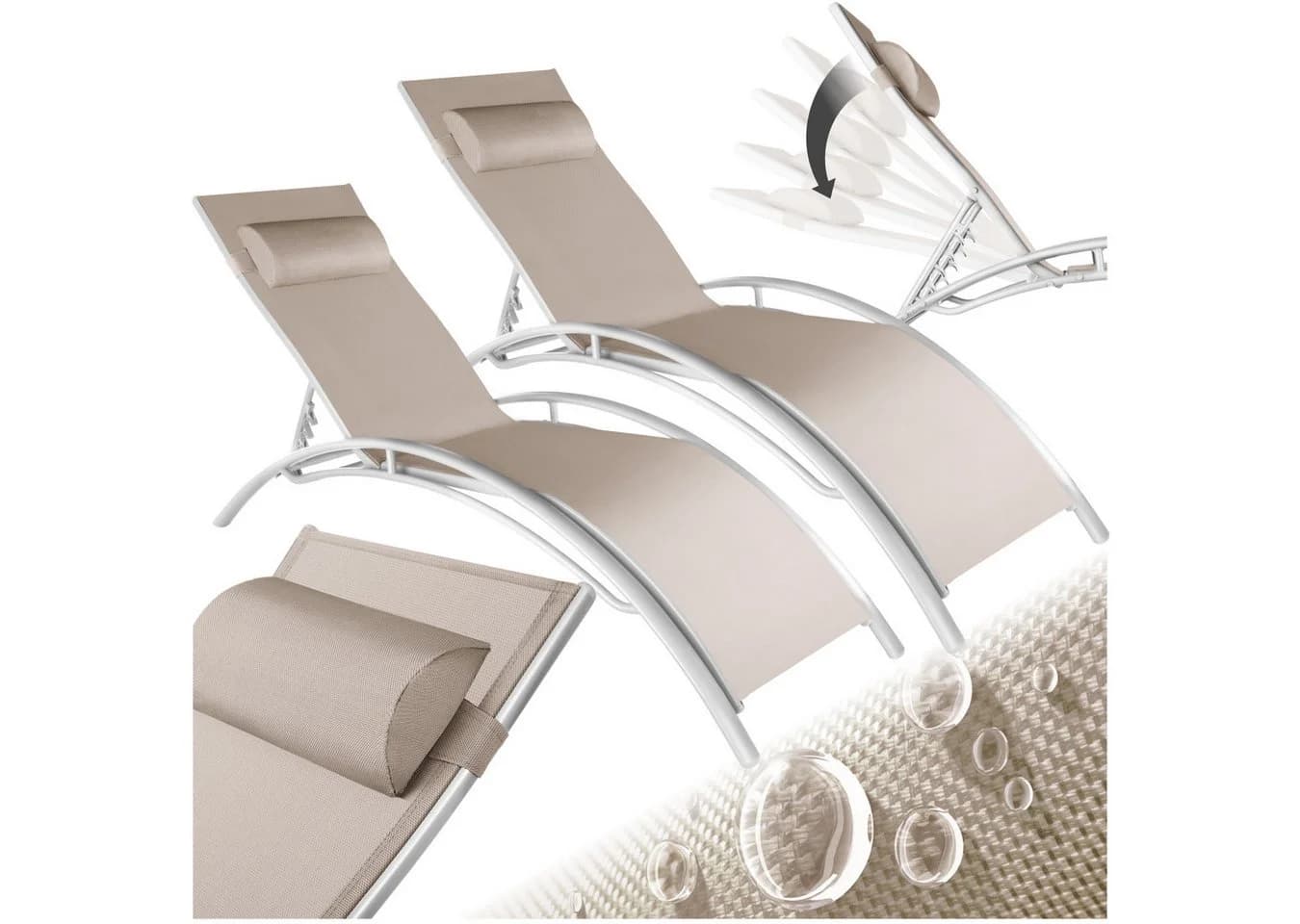 tectake Gartenliege Aluminium Sonnenliege Beige 2 St. - Bild 2