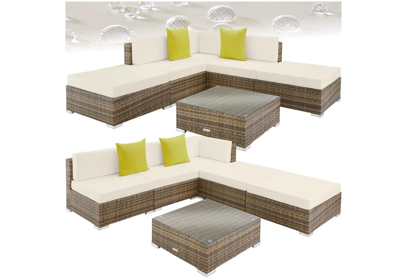 tectake Loungeset Rattan Sitzgruppe 6-tlg. Gartenlounge Paris - Bild 2