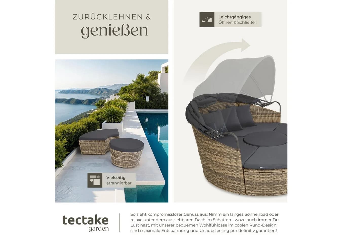 tectake Loungeset Rattan Sonneninsel Santorin UV-beständig - Bild 4