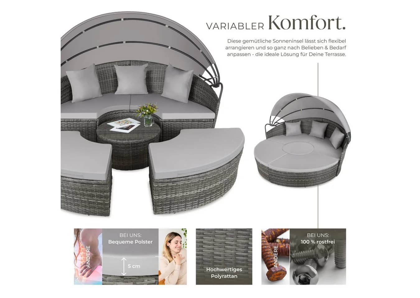 Tectake Rattan Sonneninsel Santorin UV-beständig Polyrattan - Bild 3